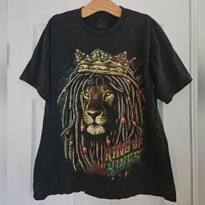C&H Sportswear Men's Black King Of Kings Reggae Rasta T-shirt Size XL